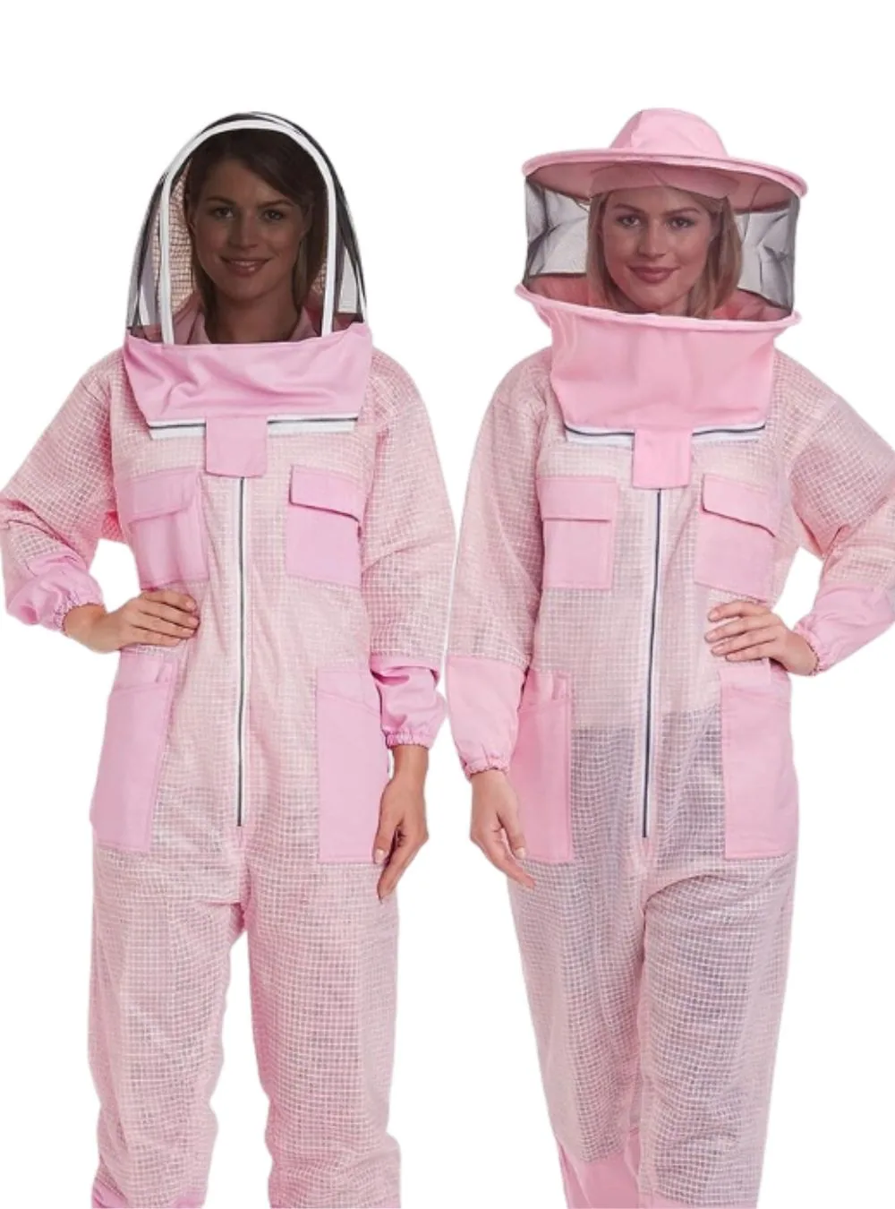 A pink suit, among the coloured bee suits that meet the pale convention as fully as white