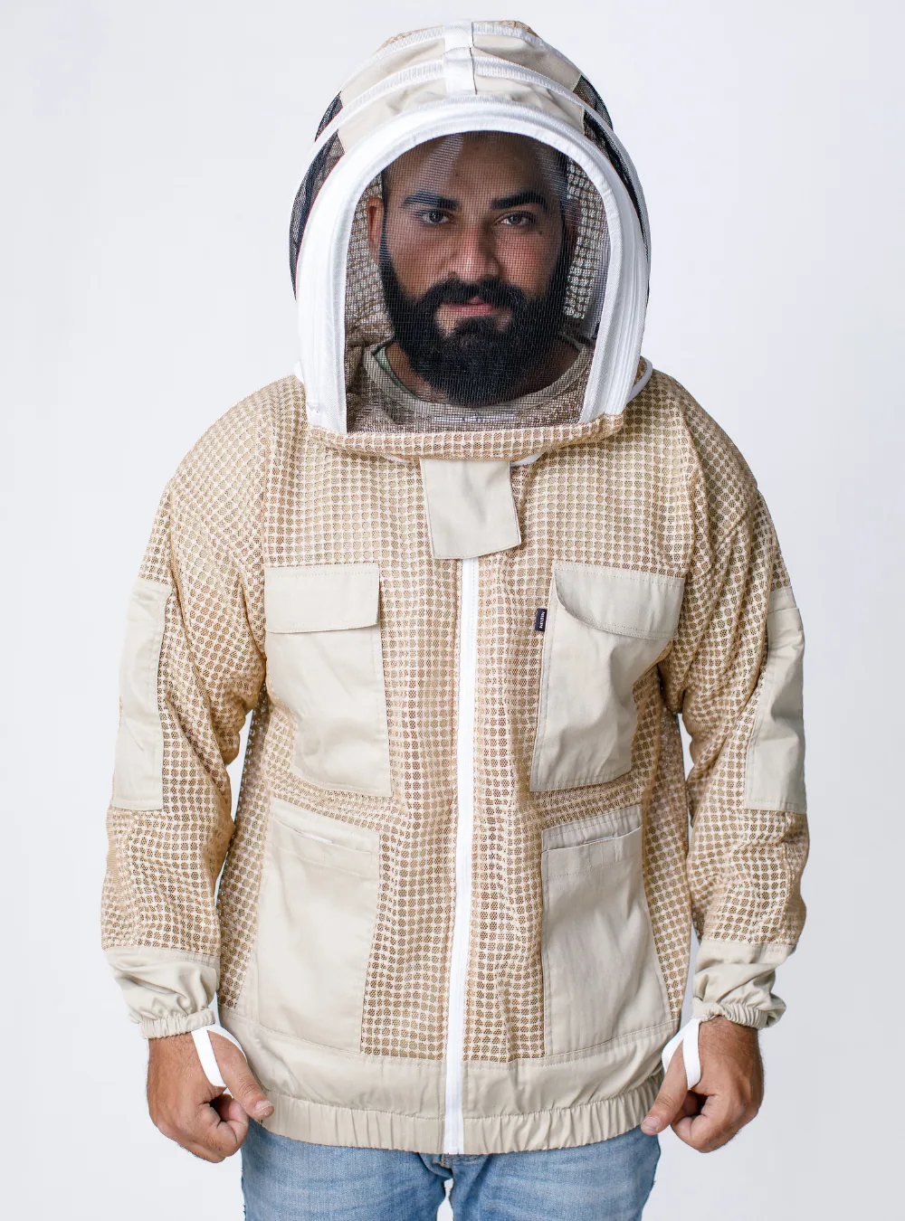 A ventilated jacket sleeve showing the elastic cuffs vs thumb loops arrangement at the wrist